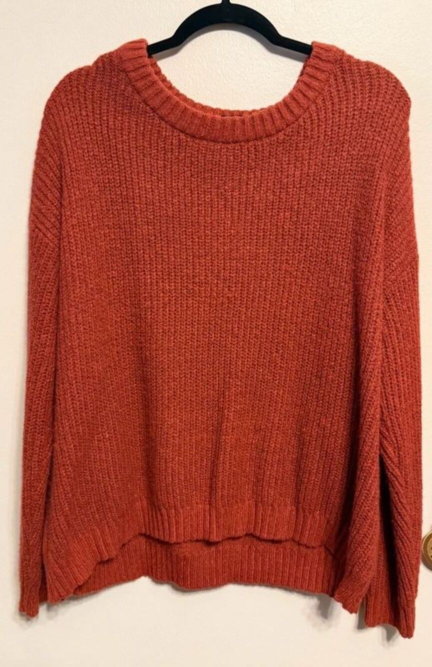 EVRI Womens Plus Size 2X Burnt Orange Chunky Knit Sweater